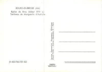 Túmulo de Marguerite da Áustria — Igreja de Brou — início do século XVI — Service Commercial Historiques Grand Palais - Paris — Verso