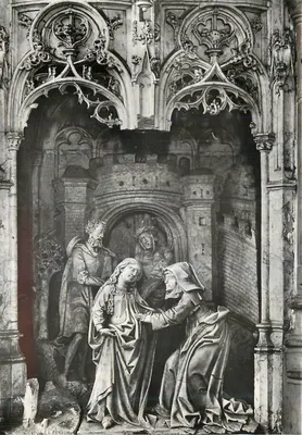 Igreja de Brou (Ain) — Retábulo das Sete Alegrias: A Visitação — Service Historique des Monuments, Paris
