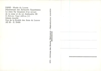 Królowa Tiy — fragment grupy z królem Amenofisem III — Muzeum Louwra — Rewers