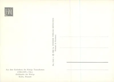 Maszka złota faraona Tutanchamona — 1358-1349 p.n.e. — HIRMER Verlag München, nr 1342 — Rewers
