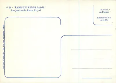 I Giardini del Palazzo Reale — Parigi — Edizioni CHANTAL — Verso