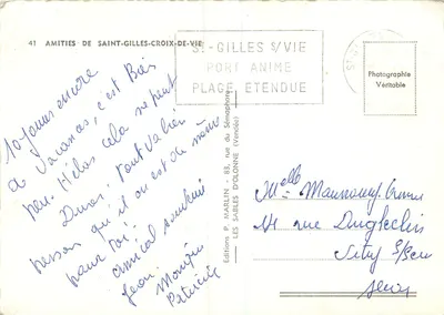 Saint-Gilles-Croix-de-Vie — Amities de Saint-Gilles-Croix-de-Vie — Éditeur P. Marlin — Verso