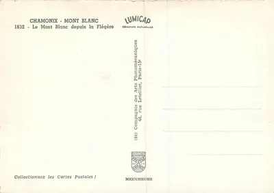 Chamonix - Mont Blanc z Flégère — Lumicap, Kolekcja Sztuki Fotomechanicznej — Rewers