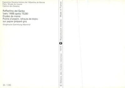 Estudos de mãos — Raffaellino del Garbo (cerca de 1466-após 1526) — Edições dos museus nacionais, 1974 — Verso