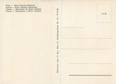 Viena — Monumento de Maria Teresa — RAU-Color, n° FJ 33 — Verso