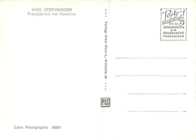 Wiedeń, Świątynia Świętego Stefana — Presbyteryj z wysokim ołtarzem — PAG Wien, nr 46001 — Rewers