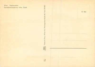 Stephansdom — Dienstbotenmadonna, frühe Gotik — Hans H. Rau, Wien — Verso