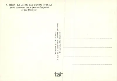 La Barre des Écrins (4102 m.) — point culminant des Alpes du Dauphiné et ses glaciers — Éditions J. Cellard — Verso