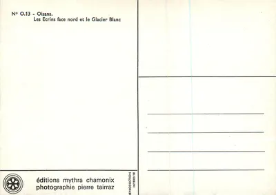 Os Ecrins, face norte e o Glaciar Branco — Oisans — edições mythra chamonix, n° O.13 — Verso