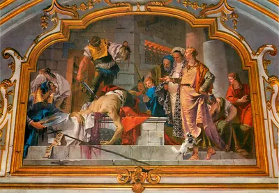 A morte de Jesus Cristo — cena da Paixão — pintura mural em uma igreja