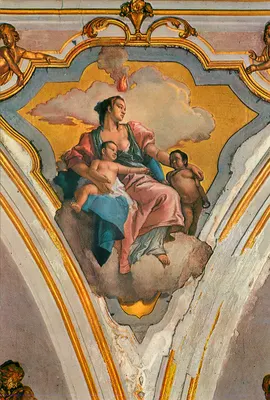 Madona sentada com dois filhos — fresco — editor desconhecido, número de série não visível