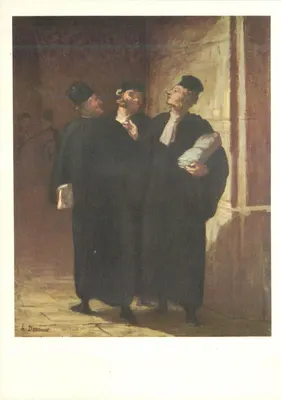 Três advogados com capa — H. Davinur — reprodução a partir de uma pintura