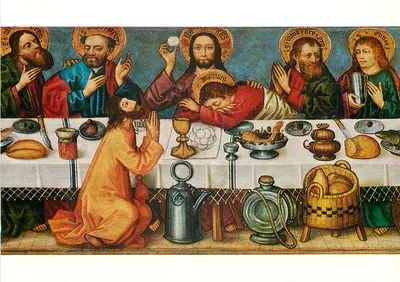 Último jantar de Jesus — Detalhe da pintura da Igreja de São João de Estrasburgo — editor não visível