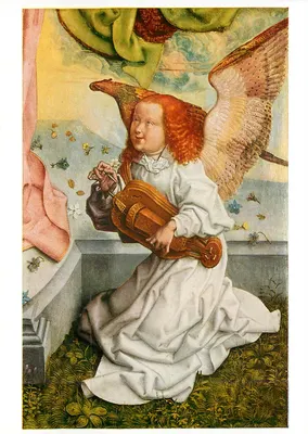 Anjo músico — detalhe de uma pintura — editor e número de série ilegíveis