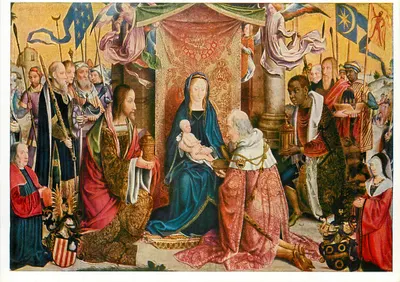 Adoração dos Magos — pintura religiosa — editor desconhecido, número de série não visível