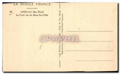 Andlau (Bas-Rhin) — Las widziany z Mont Ste-Odile — Wydawnictwo Sztuki 'WON' Paris — Rewers