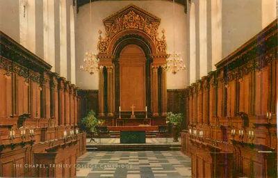 A capela, Trinity College, Cambridge — vista interior — editor e número de série ilegíveis