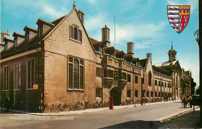 Pembroke College, Cambridge — vista da entrada e dos edifícios — editor não identificado, número de série não visível
