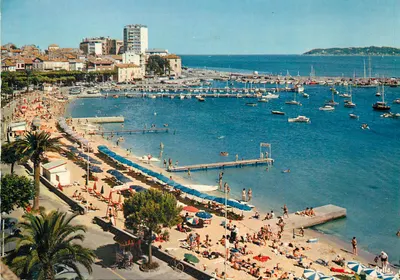 Praia e porto de Cannes — vista aérea — editor R. Lalla, n° 12345