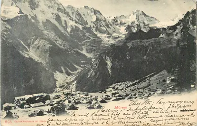 Mürren — vista panorâmica das Alpes — Edição Photoglob Co. Zürich, n° 625