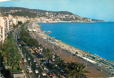 A Promenade dos Ingleses — Nice — vista aérea — Bilhete postal antigo