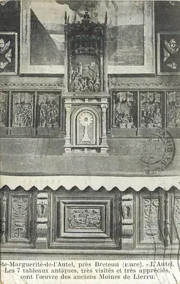 Bilhete postal antigo Ste Marguerite de l Autel pres Bretuil Eure L Autel Les tableaux antiques tres visites et tres apprecies sont l oeuv