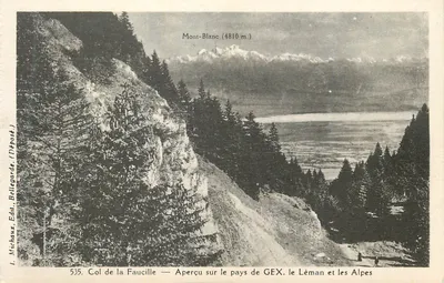 Col de la Faucille — Aperçu sur le pays de GEX, le Léman et les Alpes — Michaux, Édit. Bellegarde, n° 535