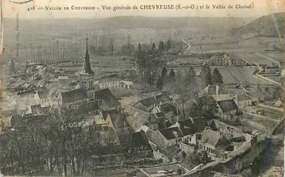 Vale de Chevreuse — Vista geral de Chevreuse (S.-et-O.) e o Vale de Choiseil — Chevrot, editor, Chevreuse