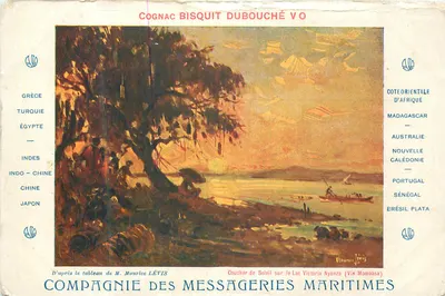 Stara pocztówka Cognac Bisquit Dubouche V o Compagnie des Messageries Maritimes Lac Victoria Nyanza Via Monbasa