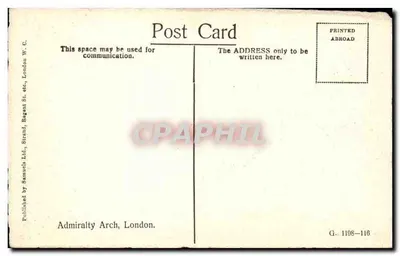 Admiralty Arch — Londyn — wydawca Samuels Ltd. n° G. 1108-116 — Rewers