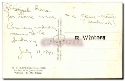 Villefranche-sur-Mer — Le Port et le Quai Courbet — editore Rella, n°96 — Verso