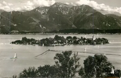 Ilha de Fraueninsel — lago de Constança — vista panorâmica — editor não identificável
