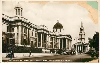 Galeria Nacional de Arte e Igreja de St. Martin, Londres — vista panorâmica — editor desconhecido, n° de série 50