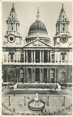 Londres, Catedral de São Paulo — vista frontal com fonte — editor desconhecido, n° de série 566