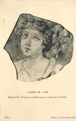 Bacante, fragmento de fresco proveniente de Pompéia — Museu de Lyon — Foto J. Camponogara, Lyon, n° 435 A