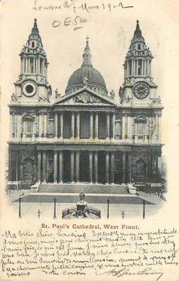 Catedral de St. Paul, Frente Oeste — Londres, datada 7 de março de 1902