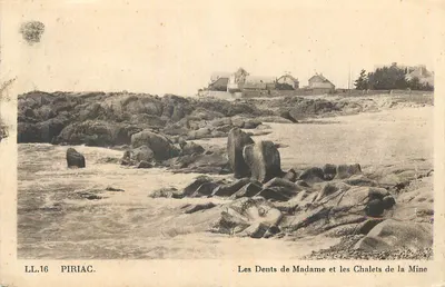 Bilhete postal antigo Piriac As Dentes da Senhora e os Chalets da Mineração