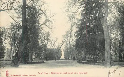 Lunéville - Monument Erckmann aux Bosquets — E. Bastien, lib-éditeur, Lunéville