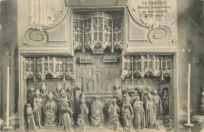 Le Crotoy — Rétable de São Pedro em madeira esculpida do século XVI — editor A. P. S. (Paris) n° 409
