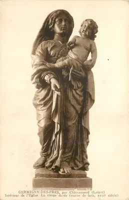 Germigny-des-Prés — Interior da igreja, estátua da Virgem dourada — por Châteauneuf (Loiret), século XVII