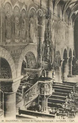Haguenau — Interior da Igreja São Jorge — A Púlpito — CAP.