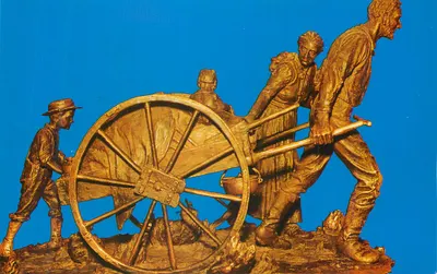 Cena de trabalho com carruagem — escultura em bronze — editor não visível