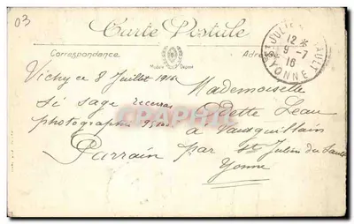 Vichy — Un rincón del parque y la galería cubierta — Edición C. Geniller — Reverso