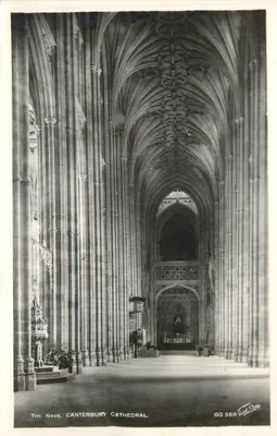 A Nef, Catedral de Canterbury — vista interior — editor J. Clatt, n° GG 388