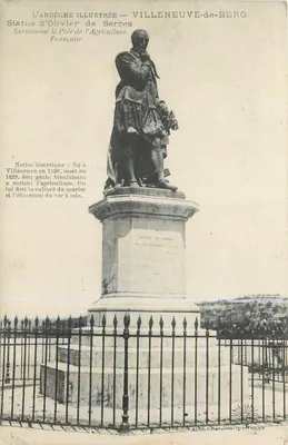 Villeneuve-de-Berg — Estátua de Olivier de Serres, apelidado de Pai da Agricultura — L'Ardèche Illustrée