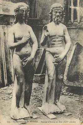 Statues d'Adam et Ève — Cathédrale de Rouen — XIVe siècle