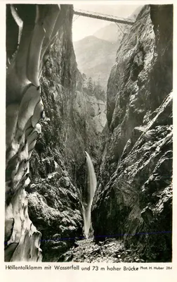 Höllentalklamm — cascade et pont suspendu de 73 m — Phot. H. Huber 284
