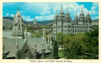 Praça do Templo e edifício do Capitólio Estadual — Salt Lake City, Utah