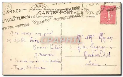 Menton — Restauracja Rochers Rouges i Hotel Miramar — R. M. Éditions des Sports Élégants — Rewers