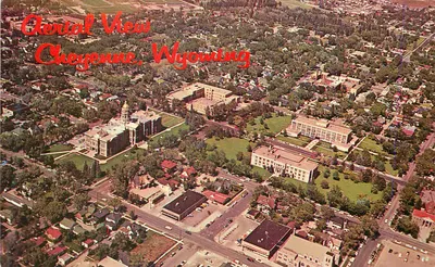 Vista aérea de Cheyenne, Wyoming — editor e número de série ilegíveis